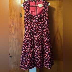 Kate Spade Vibrant Pink and Black Abstract Floral Dress